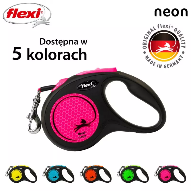 Flexi New Neon S 5 m šunų pavadėlis automatinis