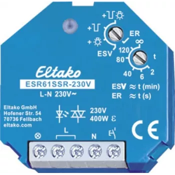Eltako ESR61SSR-230V impulsinis jungiklis įmontuojamas 1 paprastai atviras kontaktas 230 V 400 W 1 vnt (61100003)