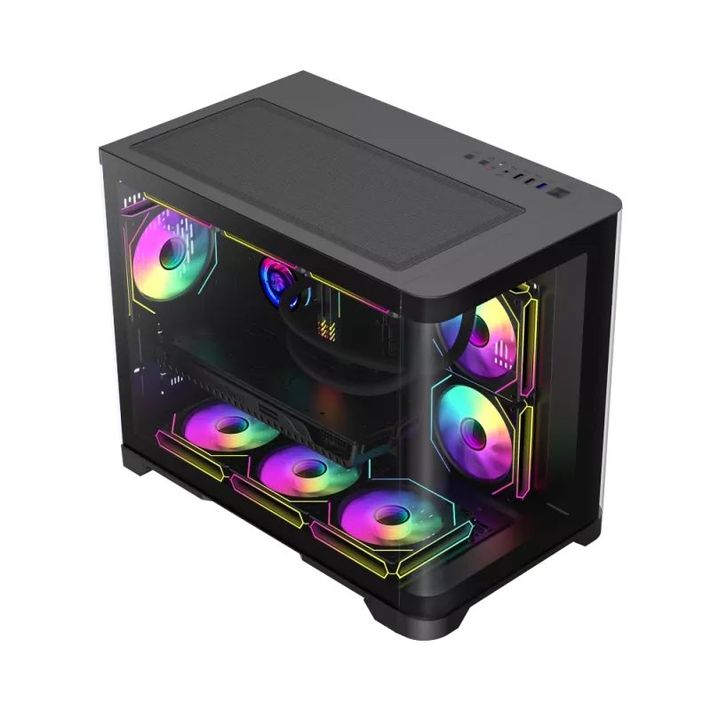 Gamemax HYPE-M BK korpusas | Juodas | Micro-ATX | Be maitinimo šaltinio