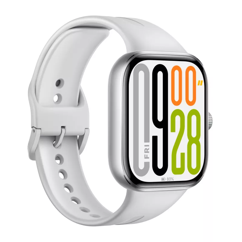 Išmanusis laikrodis Xiaomi Watch 5 sidabrinis, 2,07 colio (5,26 cm) AMOLED, 47,5 mm korpusas, TPU dirželis, 5 ATM, 24 dienų baterija