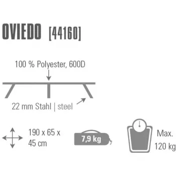 Sulankstoma lova stovyklavimui Oviedo 44160 (Pilka)