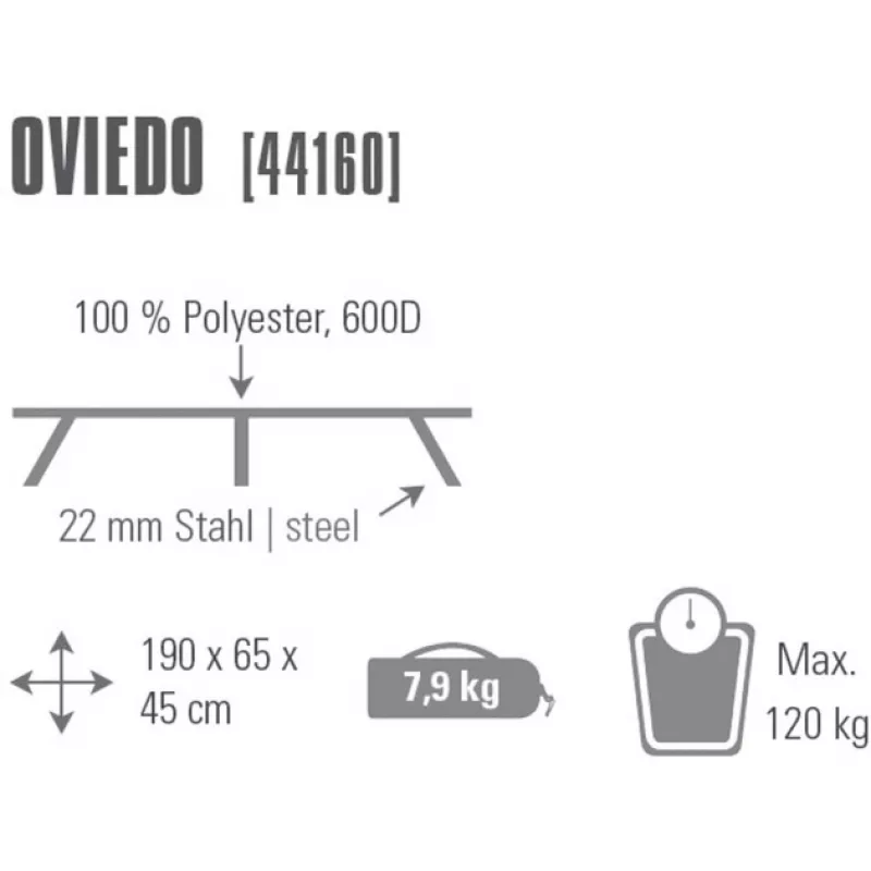 Sulankstoma lova stovyklavimui Oviedo 44160 (Pilka)