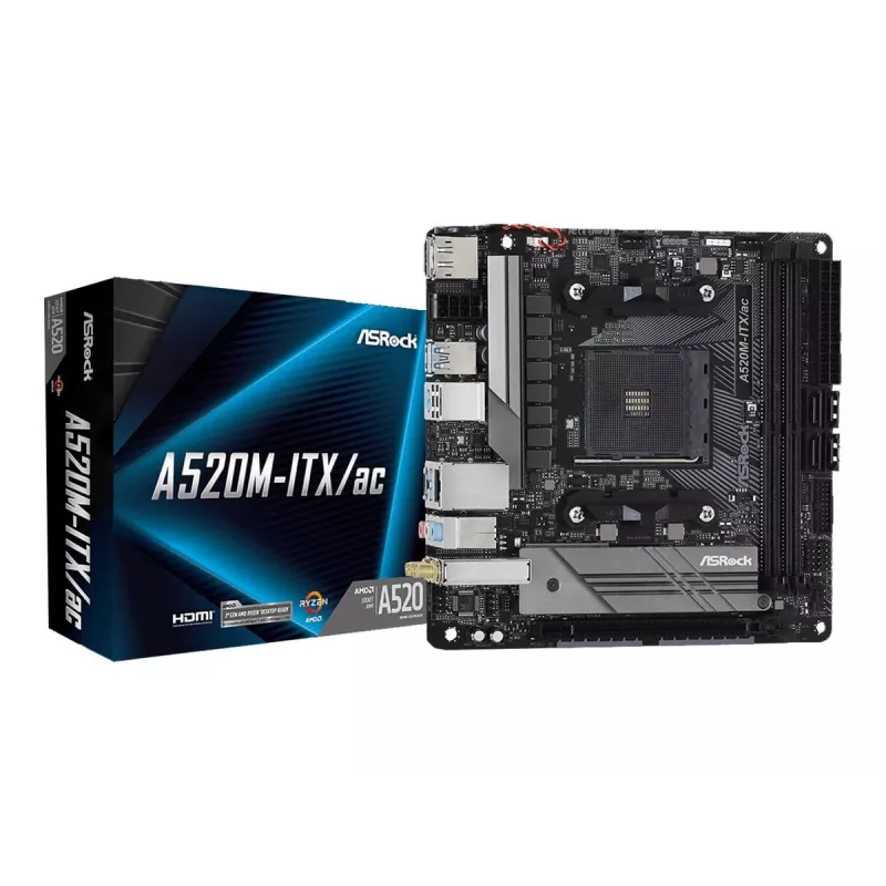 Pagrindinė plokštė ASRock A520M-ITX/ac lizdas AM4 Micro ATX