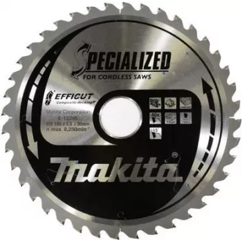 Pjūklo diskas Makita Specialized EFFICUT – medžiui, metalui, PVC, kompozitinėms medžiagoms, WPC – 185 mm – 40 dantys – skirtas Makita DH