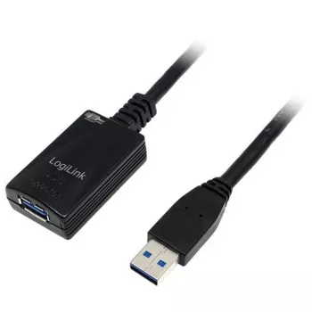 LogiLink 5,0 m USB 3.0 M/F ilginamasis kabelis USB 3.2 Gen 1 (3.1 Gen 1) juodas
