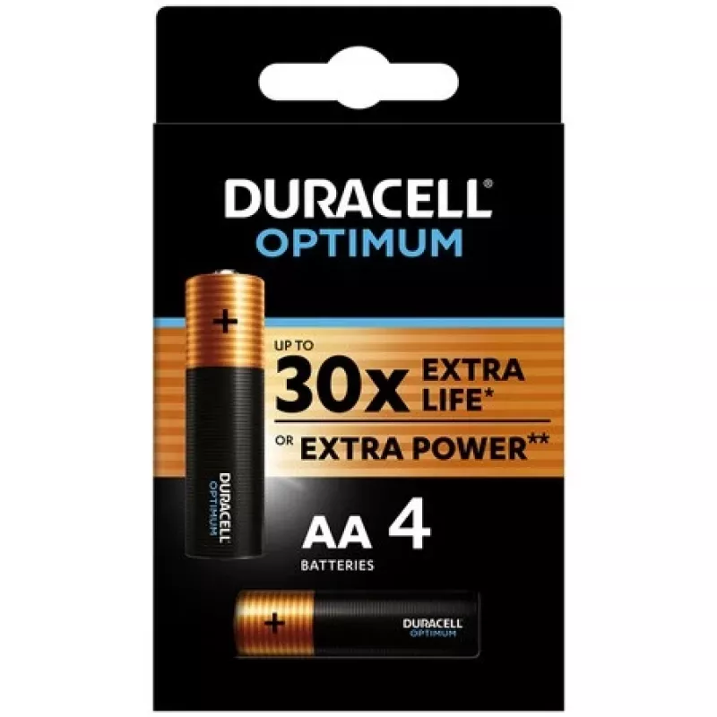 Duracell Optimum AA LR6 baterijos, lizdinė pakuotė, 4 vnt.