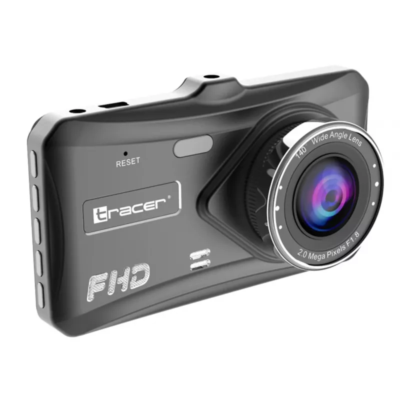 Vaizdo registratorius TRACER 4TS Full HD dviejų kamerų, 2 MP priekinė, 0.4 MP salono, 140°/60° kampai, 4 colių IPS ekranas, 150 mAh baterija, aliumininis korpusas, stovėjimo pagalba