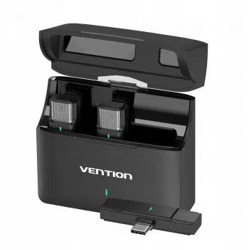 2 vnt. Vention USB-C mikrofonų rinkinys su įkrovimo dėklu