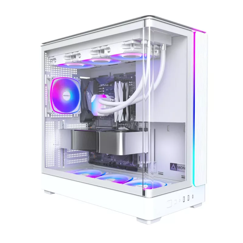 PC korpusas Montech KING 45 PRO (W) — balta midi bokštinė Micro ATX / Mini-ITX