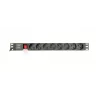 Gembird EG-PDU-014-C14 maitinimo skirstytuvas, 8 lizdai, C14 įvadas, 3 m laidas, 1U, 3680 W, 10 A, aliuminis, juoda