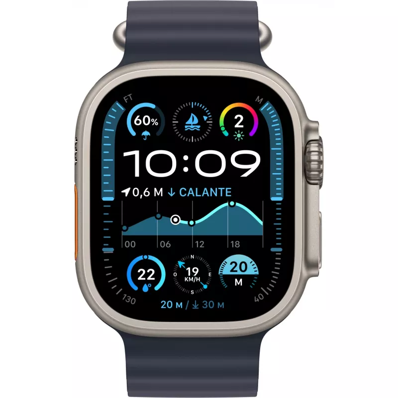 APPLE Watch Ultra 2 GPS + Cellular 49mm natūralus titano korpusas su mėlyna vandenyno juosta
