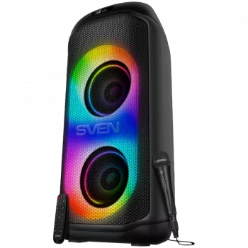 Nešiojamas garsiakalbis SVEN PS-1050, juodas (200W, TWS, Bluetooth, FM, USB, microSD, LED ekranas, 7200mAh)