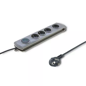 Qoltec 50164 apsauginis filtras su 4 kištukiniais lizdais, 2,5 m laidas, pilka