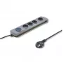 Qoltec 50164 apsauginis filtras su 4 kištukiniais lizdais, 2,5 m laidas, pilka