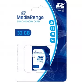 MediaRange 32GB SDHC atminties kortelė Class 10 mėlyna (MR964)
