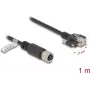 Tinklo kabelis DeLOCK M12 D-koduotas 4 kontaktų lizdas į RJ45 kištuką Cat.5e 1 m juodas