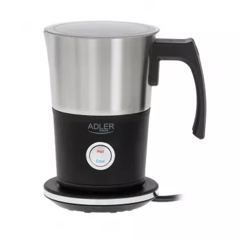 Automatinis pieno putos plaktuvas Adler AD 4497 — nerūdijantis plienas, 600W, putos 120 ml / šildymas 300 ml, karštas ir šaltas
