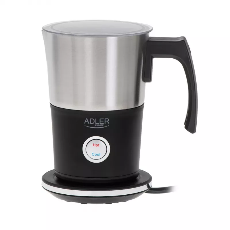 Automatinis pieno putos plaktuvas Adler AD 4497 — nerūdijantis plienas, 600W, putos 120 ml / šildymas 300 ml, karštas ir šaltas