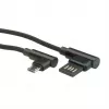 ROLINE USB 2.0 laidas, kampinis, Type A reversibilus - Micro B, ST/ST, juodas, 0,8 m (11.02.8720)