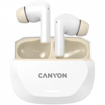 Ausinės CANYON HEXAGON 7 TWS ANC+ENC belaidžio įkrovimo balta smėlio spalvos
