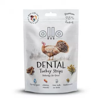 OLLO Air Dried Dental Turkey Strips - šunų skanėstas - 80g