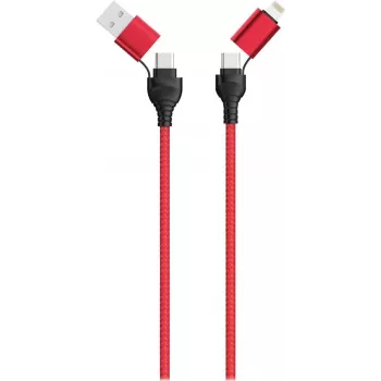 USB laidas 2GO 797370 1,2 m USB A / USB C / USB C / Lightning juodai raudonas