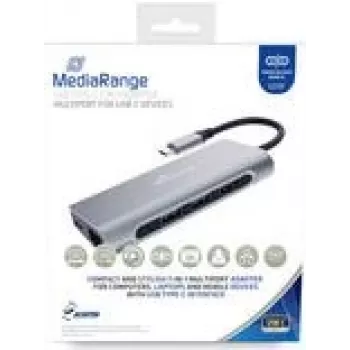 MEDIARANGE MRCS510 - USB 3.2 Gen 1 Type-C, USB 3.2 Gen 1 Type-A, USB 3.2 Gen 1 Type-C, 3840 x 2160 pikselių, SD/SDHC/SDXC, 5000 Mbit/s, sidabrinis