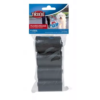 Šunų išmatų maišeliai Trixie Poop Bags 2332, plastikiniai, juodi, 4 ritinėliai × 20 vnt (80 maišelių)