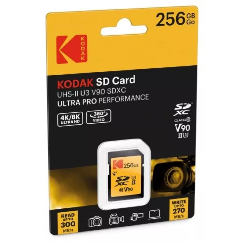 Atminties kortelė Kodak EKMSD256GUHS2V2K SDXC UHS-II 256 GB Skaitymas 300 MB/s Rašymas 270 MB/s U3 V90 10 klasė