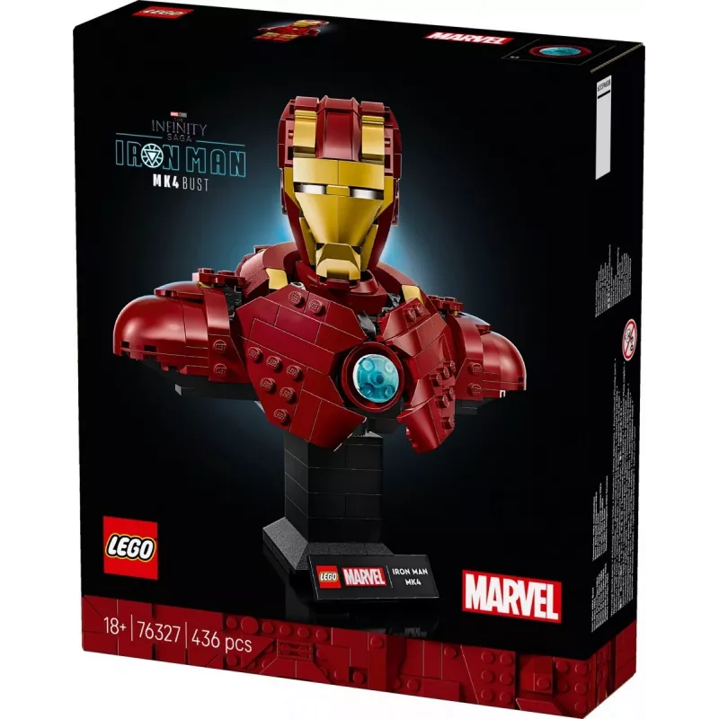 LEGO konstravimo rinkinys Marvel Super Heroes Geležinis žmogus MK4 3D modelis, 436 detalės, 1 minifigūrėlė, nuo 18 m.