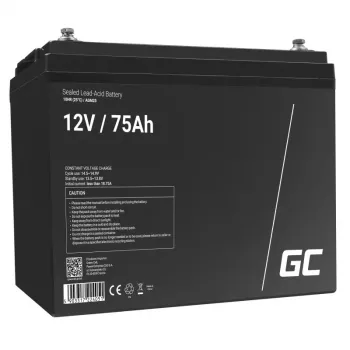 Neprižiūrimas švino rūgšties UPS akumuliatorius Green Cell AGM25 12 V 75 Ah, VRLA, 21,3 kg