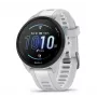 Išmanusis laikrodis GARMIN Forerunner 165 – GPS, AMOLED 1,2 colio, 4 GB, 5 ATM, 11 dienų baterija, pilkas korpusas, baltas dirželis