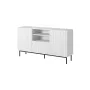 PAFOS komoda ant a juodas plieninis rėmas 150x40x90 cm baltas matinis