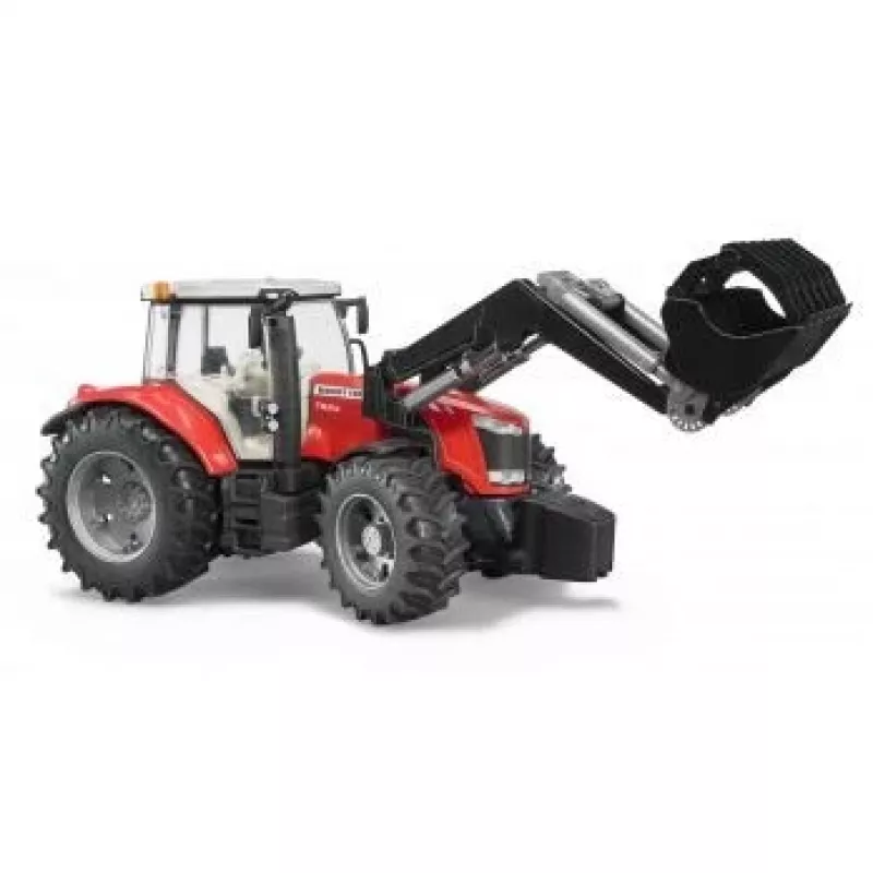Žaislinis traktorius BRUDER Massey Ferguson 7624 su priekiniu krautuvu, raudonas, nuo 3 m.