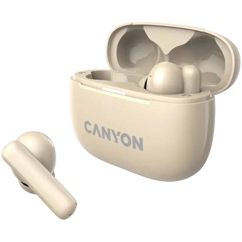 Canyon CNS-TWS10BG belaidės ausinės TWS į ausis, ANC, Bluetooth 5.3, USB-C, smėlio spalvos