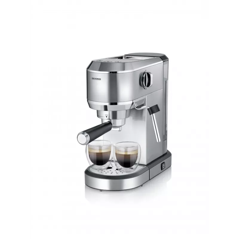 SEVERIN Newspresa KA 5997 pusiau automatinis espresso aparatas, 1 L, 1350 W, juoda/šlifuotas plienas/chromas