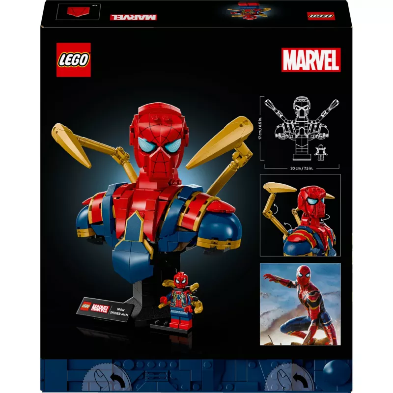 LEGO Marvel kolekcinė biustinė figūra Geležinis Žmogus-Voras 76326, 379 dalių, 18+ demonstracinis modelis, 170×200×110 mm