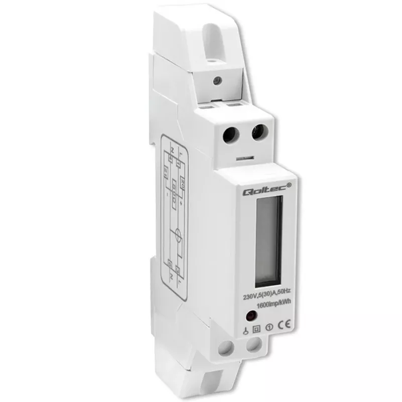 Vienfazis elektroninis elektros skaitiklis QOLTEC 50993 230V 30A