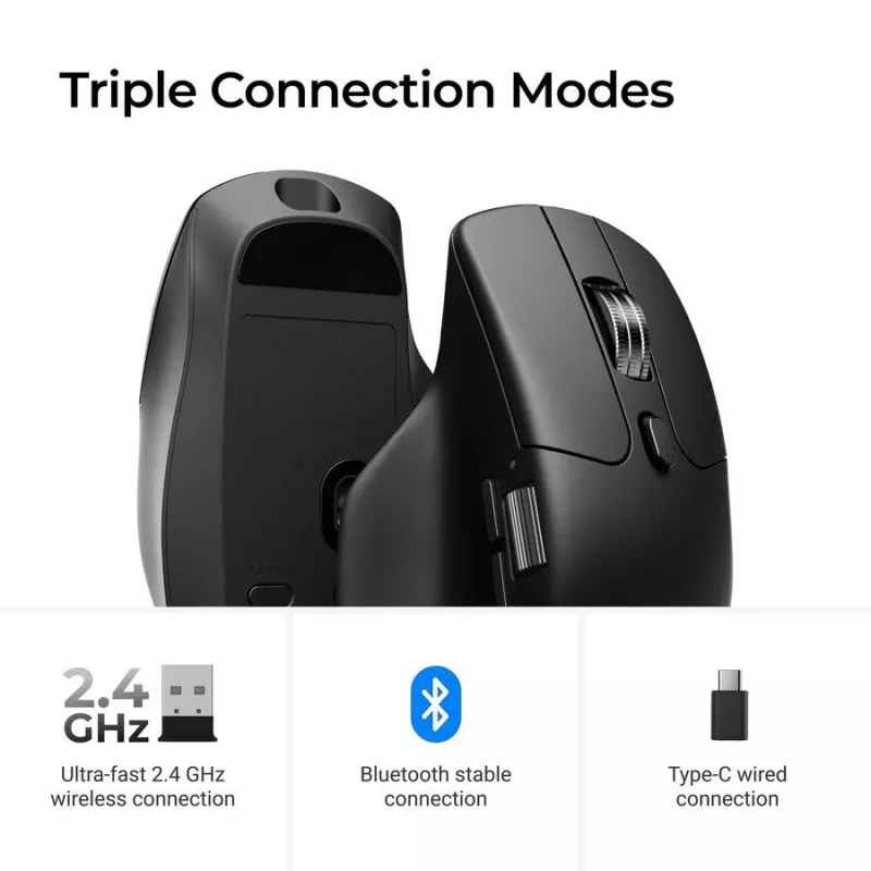 Pelė Keychron M6 dešinei rankai universali — optinė, RF + Bluetooth + USB-C, 30000 DPI, juoda