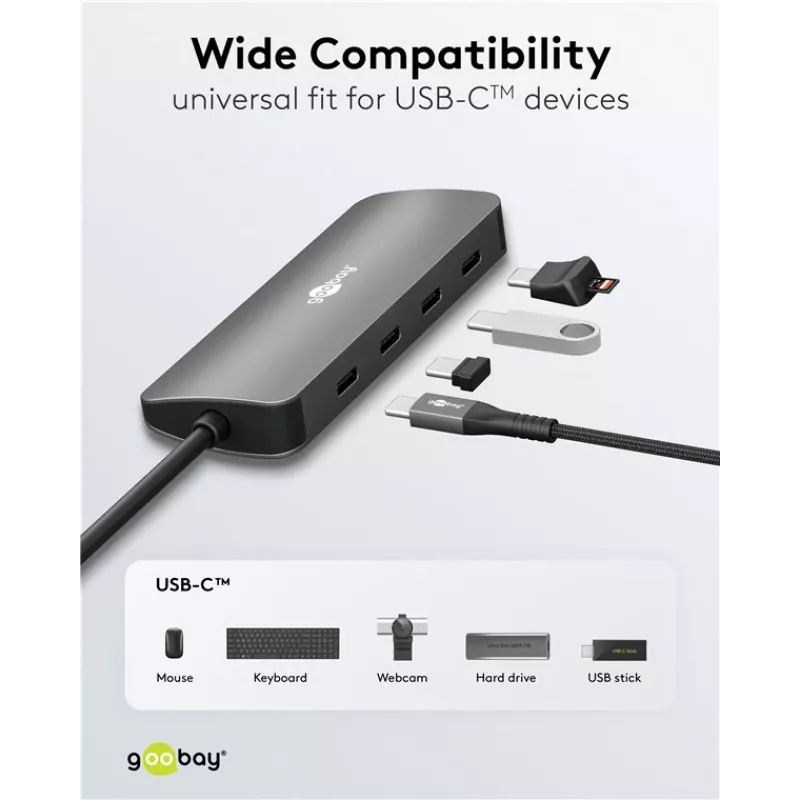 Goobay Slim 4 prievadų USB-C centras 10 Gbit/s (76565)