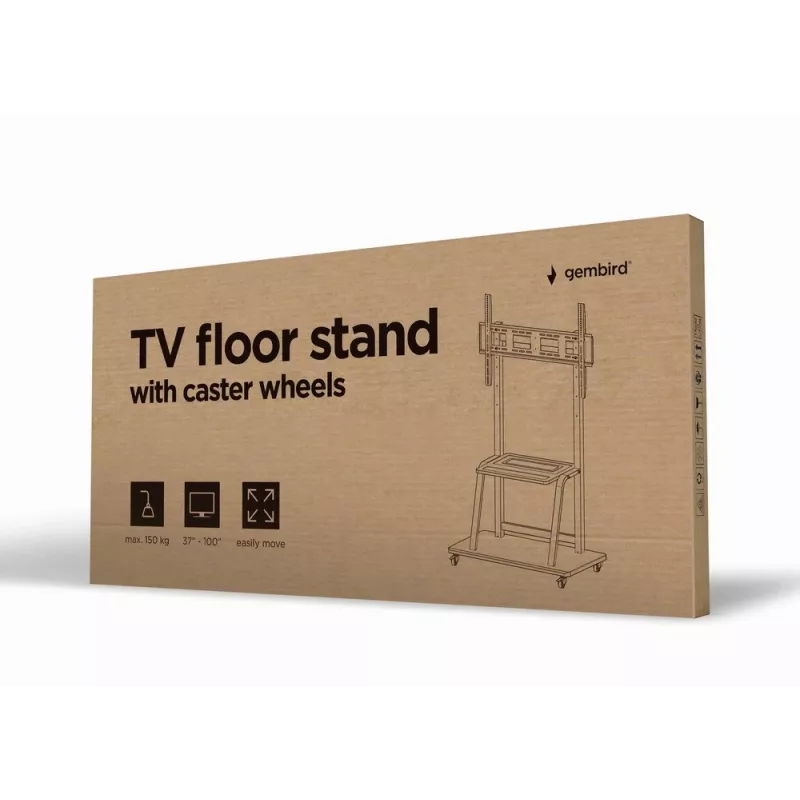 Gembird TVS-100F-01 grindinis stovas televizoriui 2,54 m (100 inch) juodas