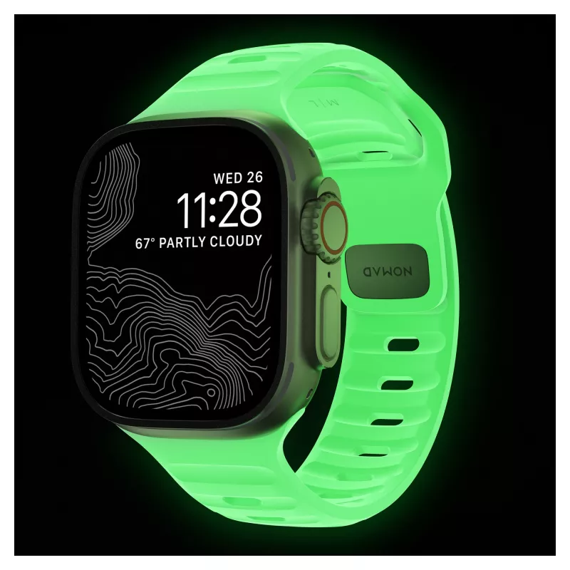 Nomad Sport Band šviesiai žalias guminis dirželis — plotis 21,5 mm, riešui 160–195 mm