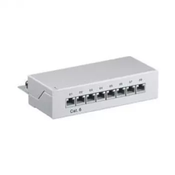 Wentronic Goobay CAT 6 Mini/Desktop Patch Panel, 8 prievadų, pilkas - STP ekranuotas, pilkas (93047)