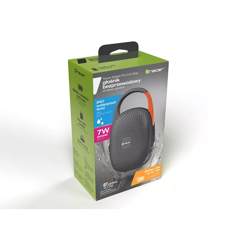 Nešiojamas Bluetooth TWS garsiakalbis No name Splash PRO – Pilka geležinė