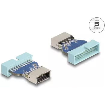 DeLOCK USB adapteris – 19 kontaktų vidinis USB lizdas į USB Type-E moterišką 5 Gbps mėlyna