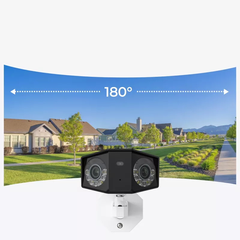 IP stebėjimo kamera Reolink DUO Series P750 lauko sferinė 16 MP 7680×2160 CMOS 1/2.7 colio 2.8 mm 180°×55° PoE IP67 su įmontuotu šviesos diodu, mikrofonu ir garsiakalbiu