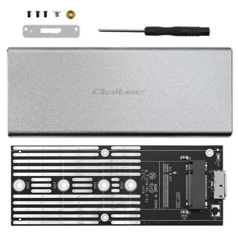 Aliumininis korpusas QOLTEC 51833 M.2 SSD, SATA į USB 3.0, iki 2TB