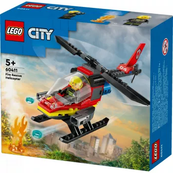 LEGO City Gaisrinis Sraigtasparnis 60411 konstruktorius, 85 dalių, besisukantys rotoriai, 1 minifigūrėlė, nuo 5 metų (220×90×60 mm)