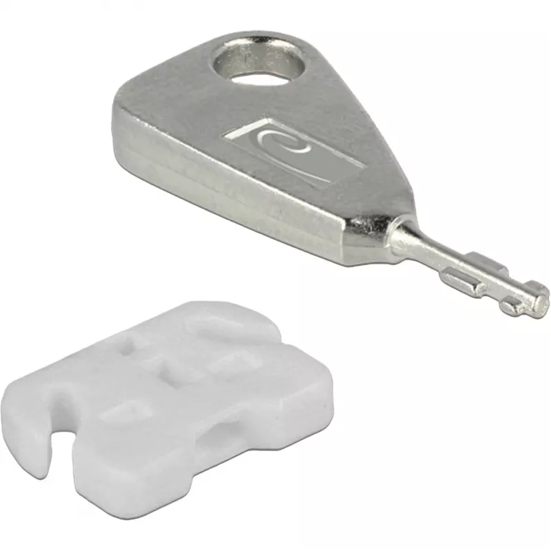USB prievadų blokatorių rinkinys USB-A lizdui, kamštiniai užraktai Baltas/Sidabrinis, 5 vnt. USB prievadų blokatorių, 2 raktai