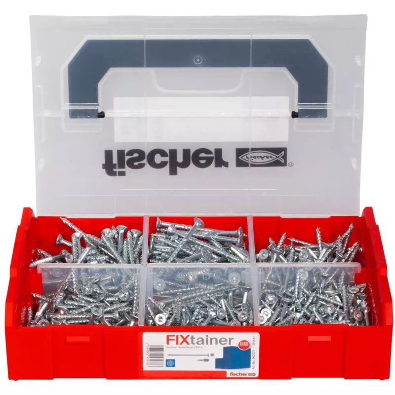 fischer FixTainer PowerFast II TX TG 562272 Medžio drožlių plokščių varžtų rinkinys Plienas cinkuotas (562272)